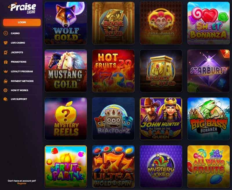 Praise Casino register and login 