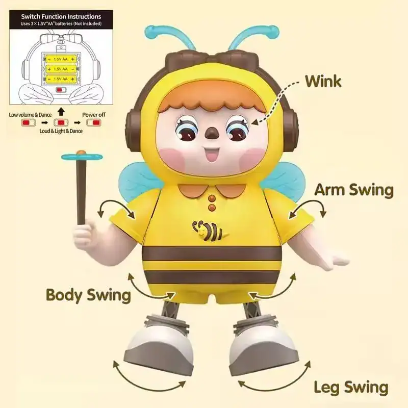 Jouet robot abeille évolutif, danse et musique, jouet interactif pour bébé et enfant.