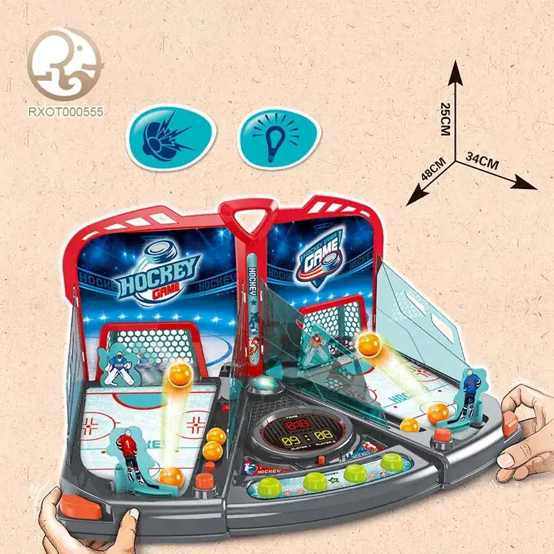 Jouet hockey play set pour enfants, incluant bâtons et palet, jeu d'intérieur/extérieur.
