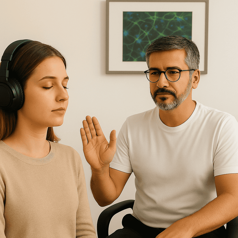 Terapia EMDR con tapping bilateral realizada por el psicólogo David Díaz en su consulta de Costa Adeje.