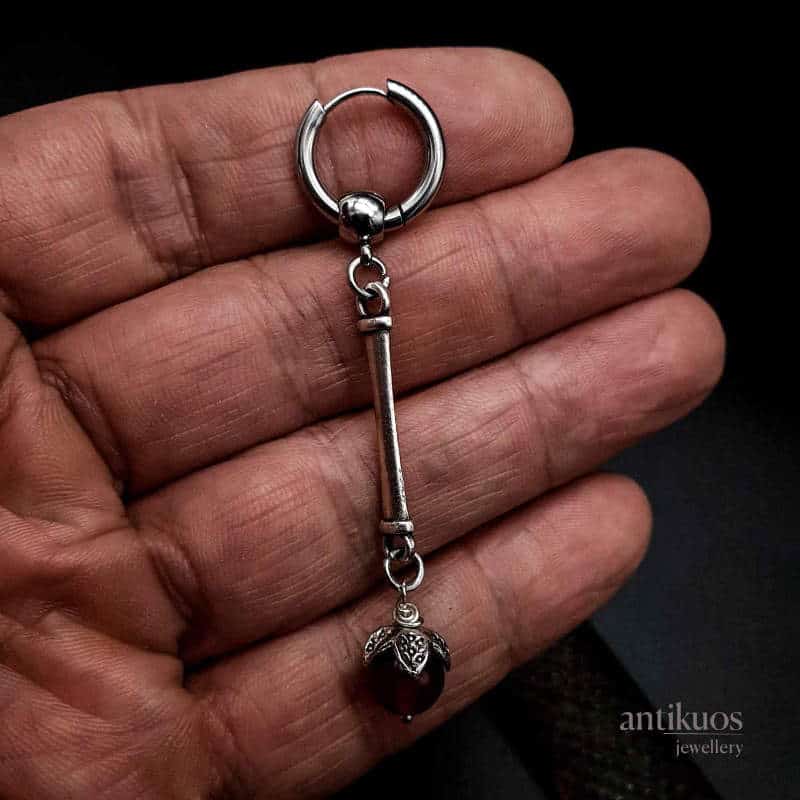 Carnelian link earring, alternate angle
