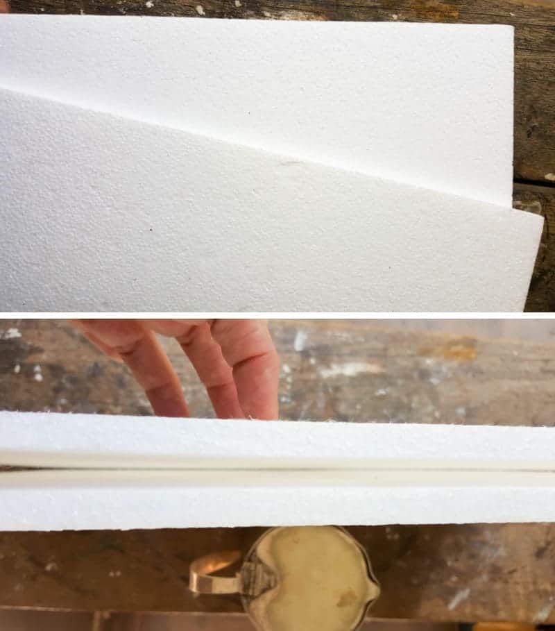 Use two pieces of styrofoam or polystyrene to create a backing for the jug or pitcher