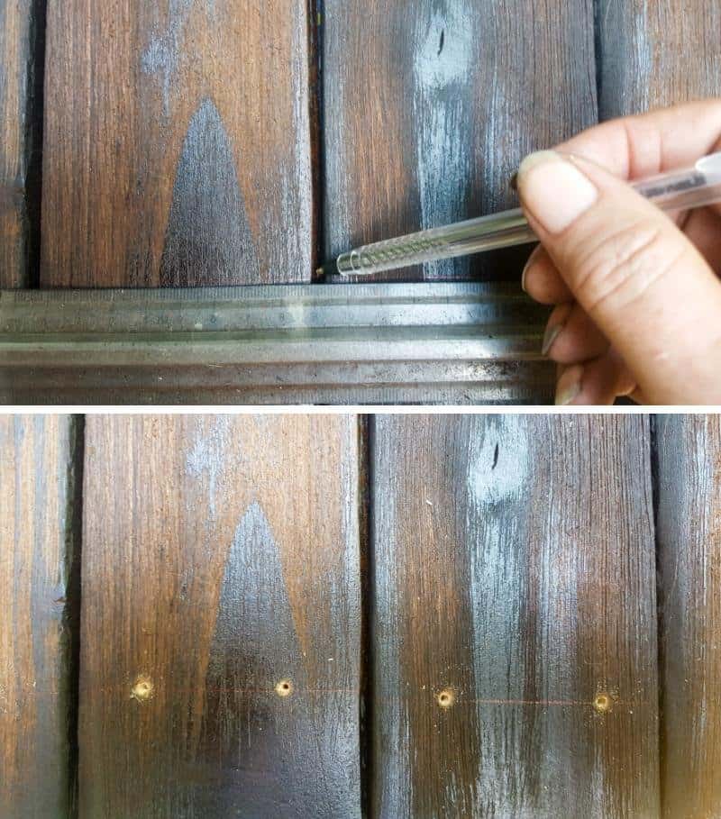 Measure and mark where the shutter crossbeams will go