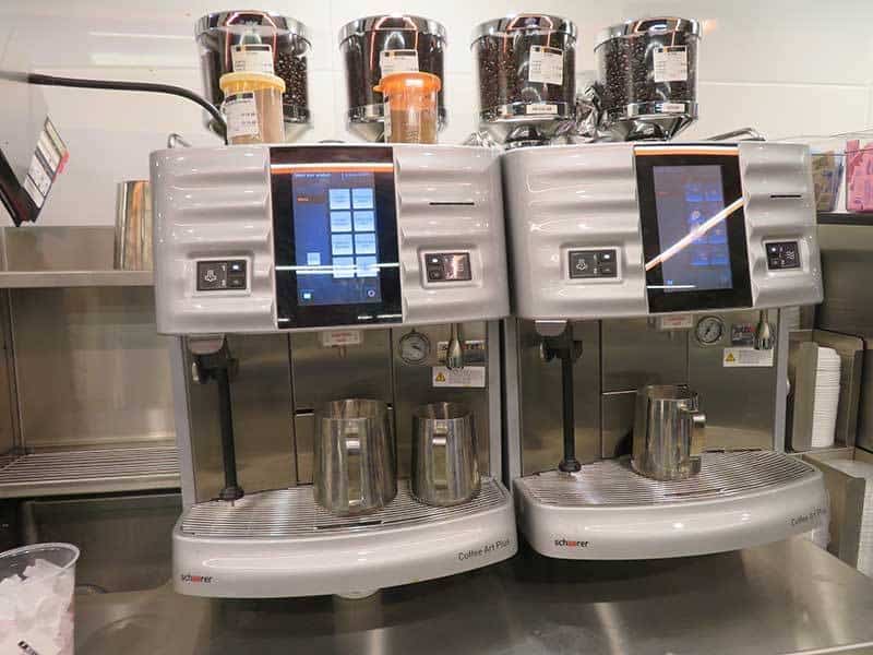 Schaerer Coffee Art Plus commercial espresso machines at a retail coffeehouse