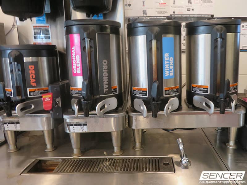 Bunn commercial coffee servers at a Dunkin Donuts retail coffeehouse