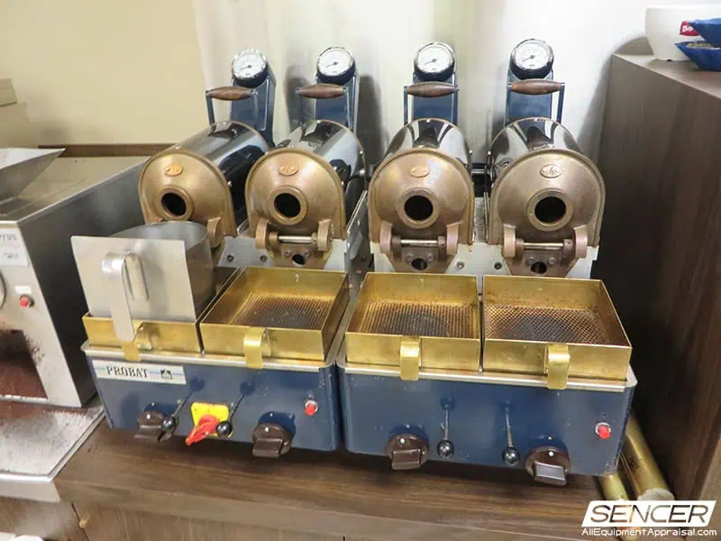 Probat test-batch coffee roasters at a commercial roasting facility in Oregon