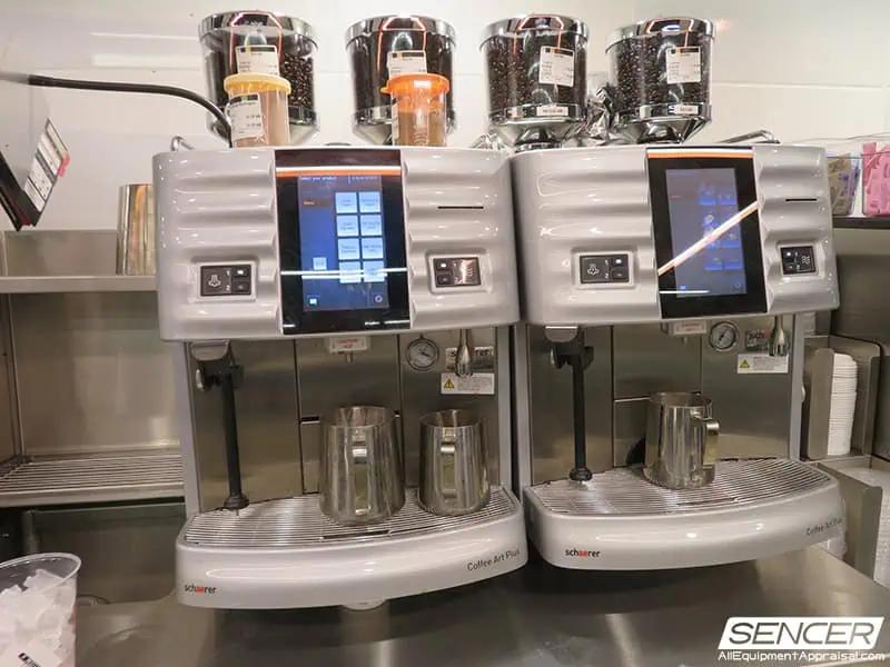 Schaerer Coffee Art Plus commercial espresso machines at a retail coffeehouse