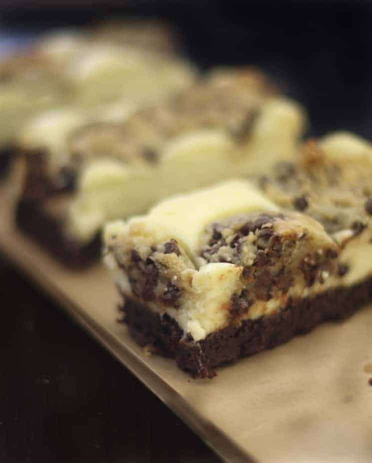 Cookie Dough Brownie and Cheesecake Bars