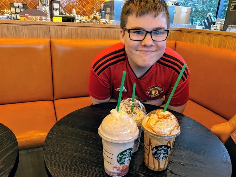 Starbucks drinks with boy