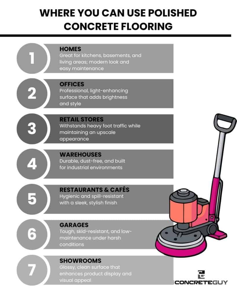 Where you Can Use Polished Concrete Flooring