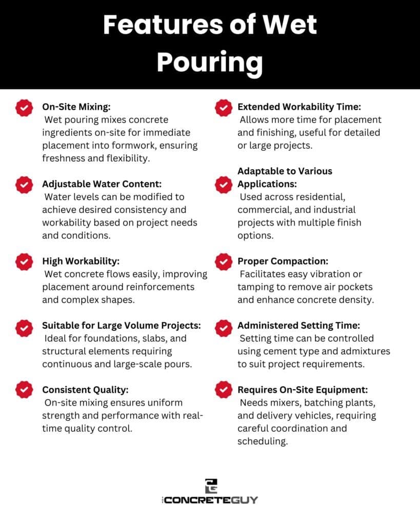 Features of Wet Pouring