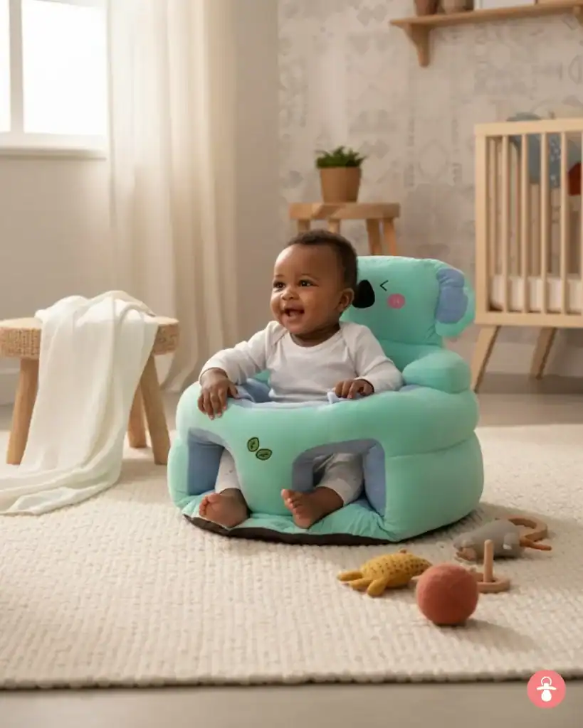 Sofa rembourré bébé gris, confort & douceur pour tout-petits. Idéal pour repos et jeu.