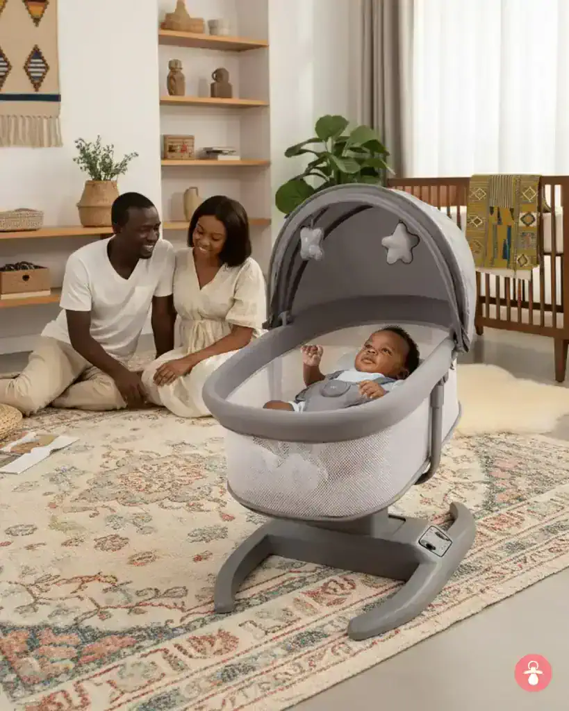 Berceau bébé couffin balancelle blanc, idéal pour le sommeil et le jeu du nouveau-né.