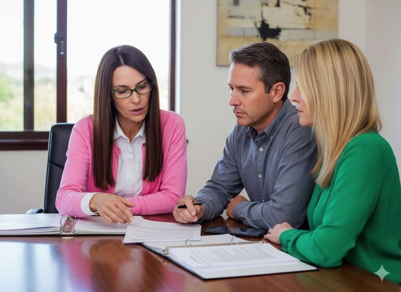 Realtors with their Clients Going Over California seller disclosures