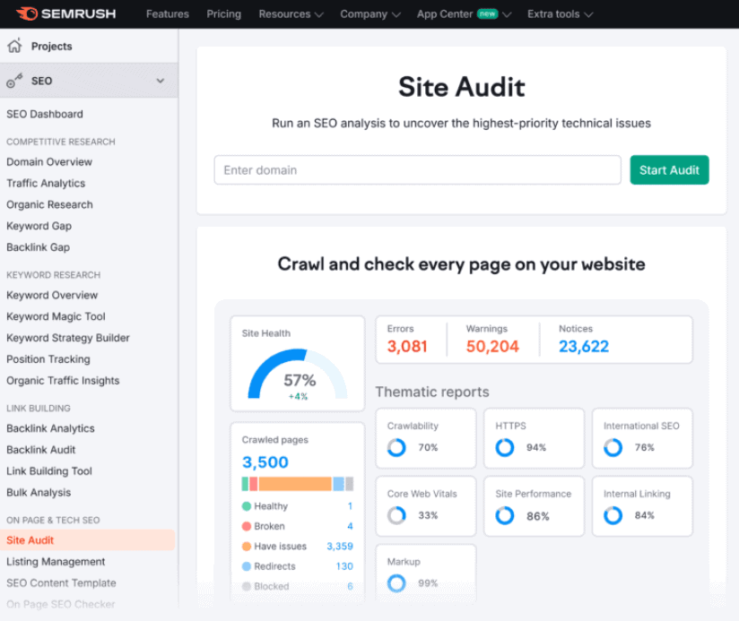 SEMrush Site Audit