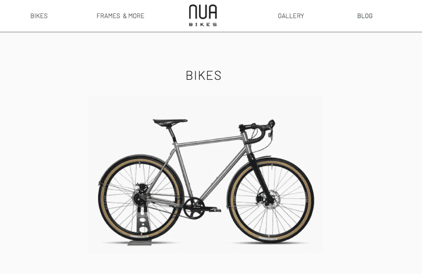 Nua Bikes Minimalist Website