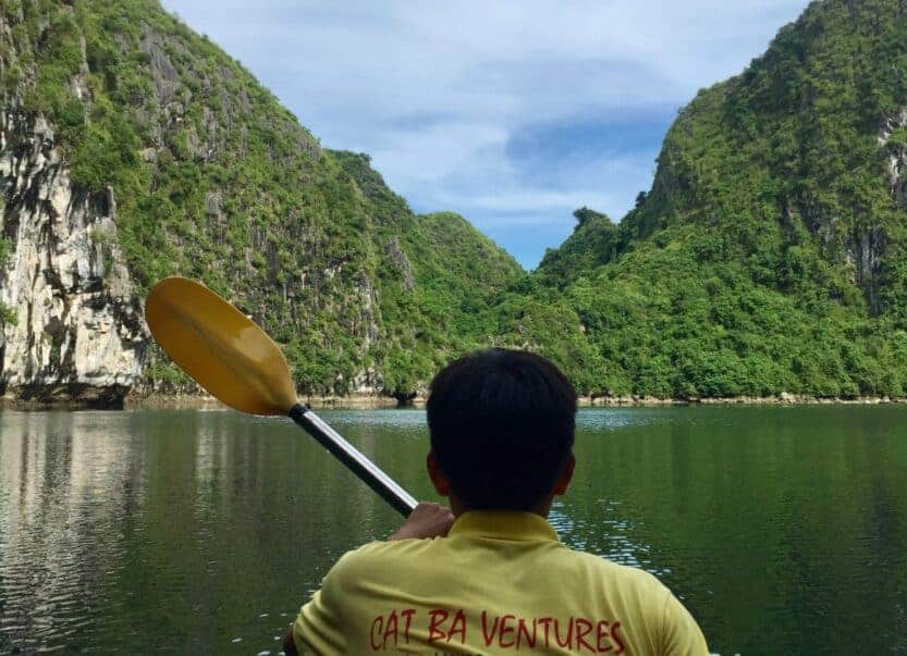Kayaking through Caves and Lagoons in Ha Long Bay, Vietnam Kayaking through Caves and Lagoons in Ha Long Bay, Vietnam