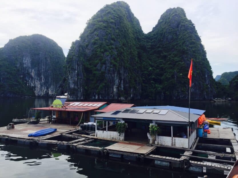 Floating Fish Farm in Lan Ha Bay, Vietnam Floating Fish Farm in Lan Ha Bay, Vietnam