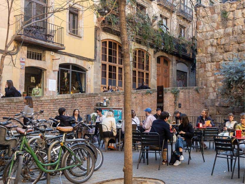 People Socialising in a Cafe in Spain People socialising in a cafe in Spain