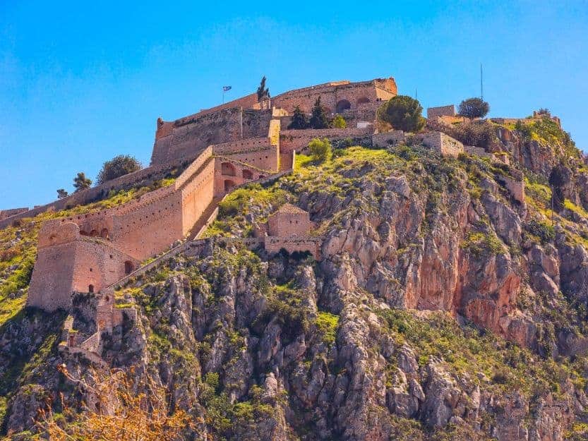 Palamidi Castle in Nafplio Palamidi Castle on top of the hill in Nafplio, Greece