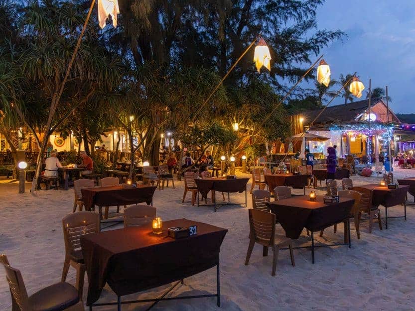 Restaurantin the Evening on Koh Lanta in Thailand Candlelit restaurant on the beach on Koh Lanta Island in Thailand
