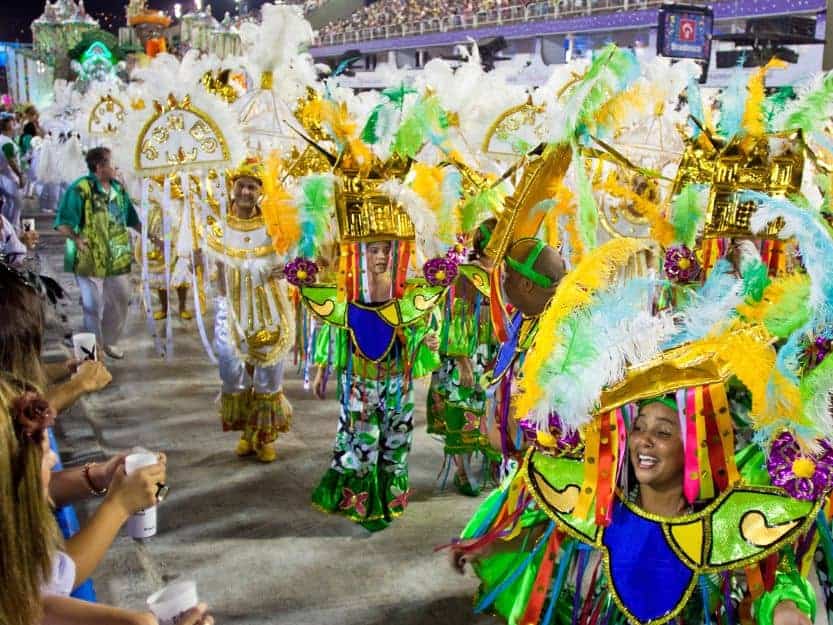 Rio Carnaval in Brazil Rio Carnaval in Brazil, image of women dancing in colourful elaborate costumes.