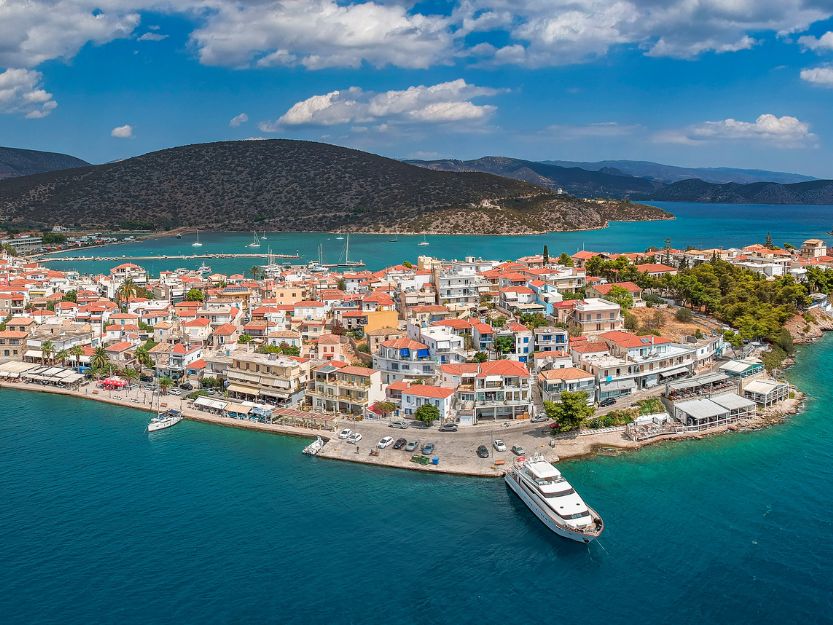 Travel Guide to Ermioni in Greece, Aerial View Aerial view of Ermioni in Greece