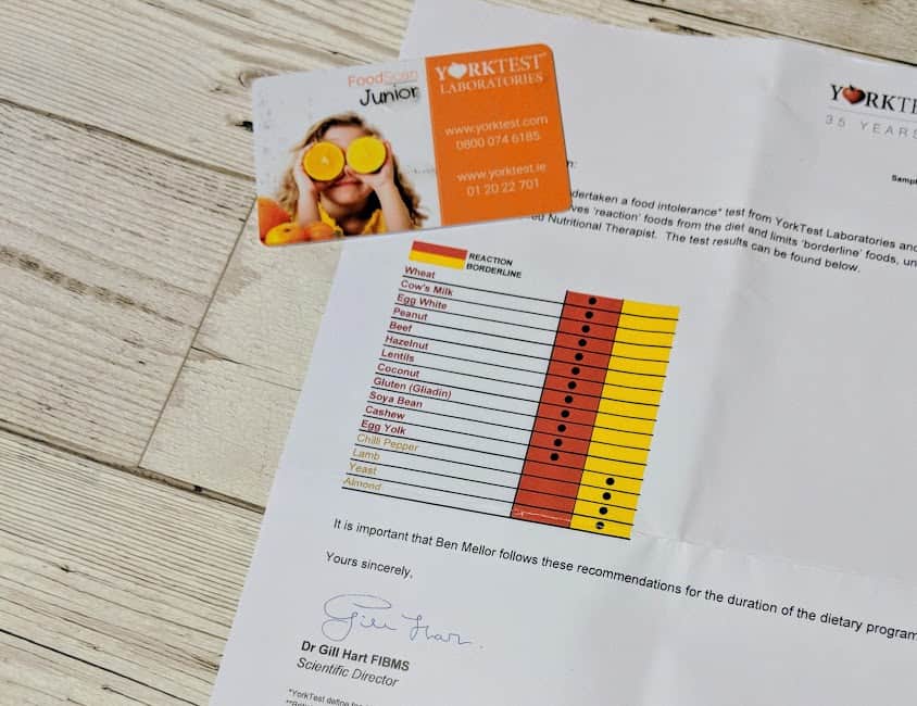 Results of YorkTest Laboratories Intolerance Test