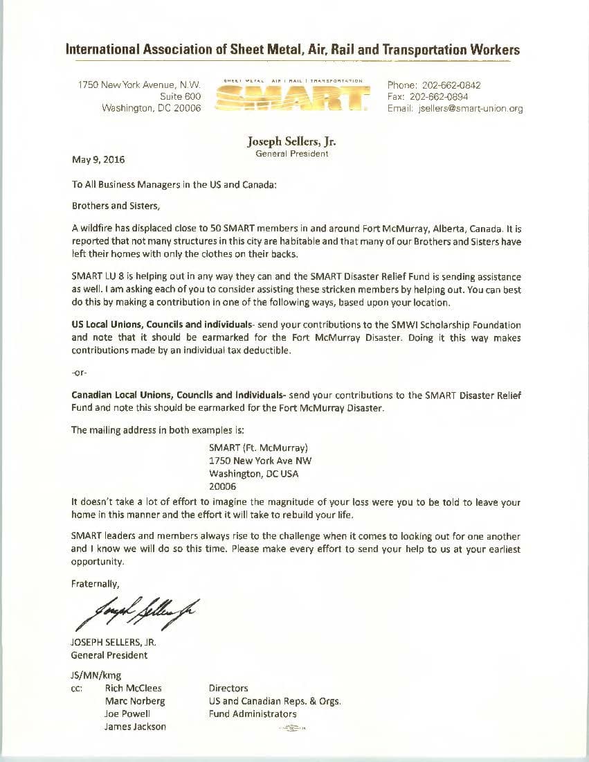 2016 5 9 Ft  McMurray Corrected Letter