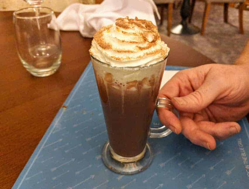 hot chocolate topped with cream