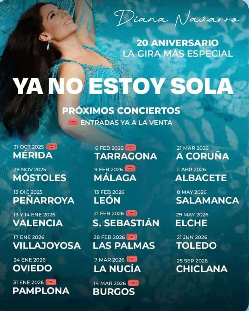 Cartel oficial de la gira Ya no estoy sola de Diana Navarro con fechas de conciertos 2026 en España