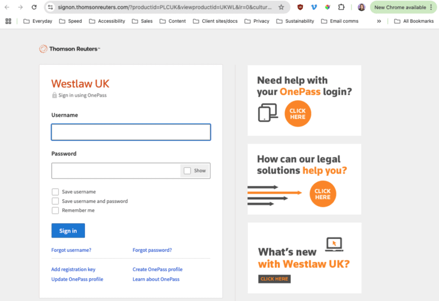 User authentication screen