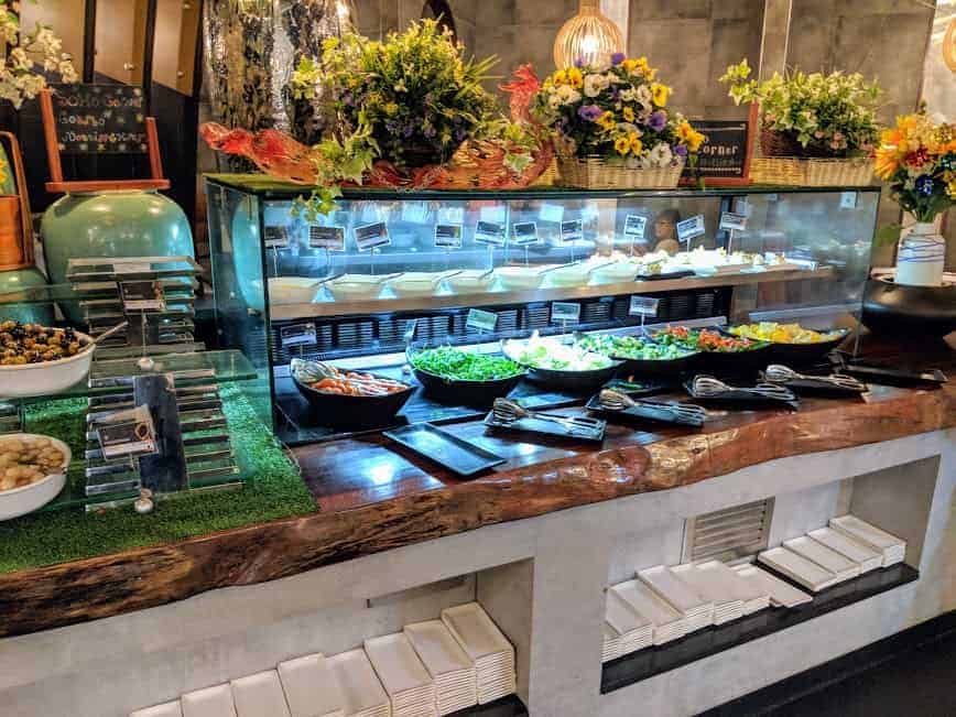 salad bar in an all you can eat buffet.