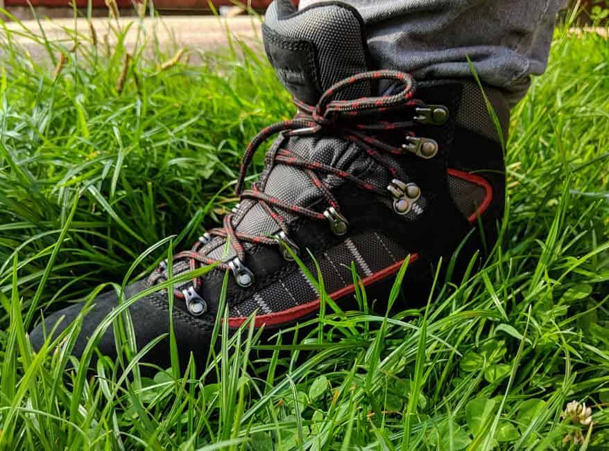 walking boot on grass