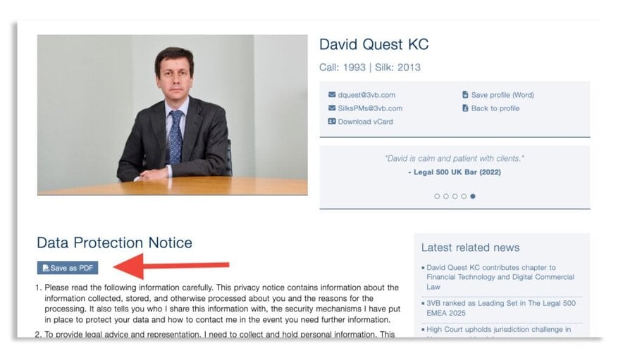 Save as PDF button