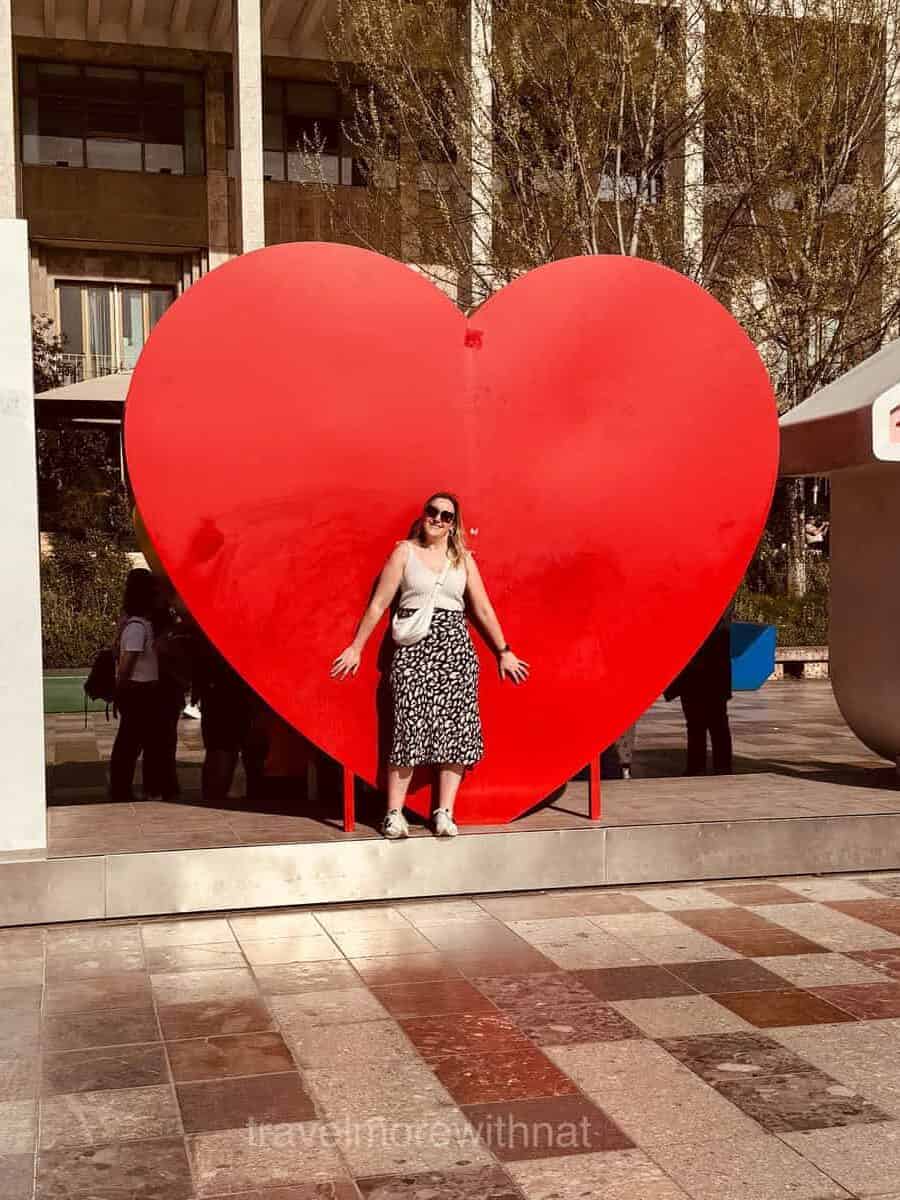Stop by the 'I Love Tirana' sign for a photo opportunity during your self-guided tour of Tirana. A great souvenir for your travel around a full time job.