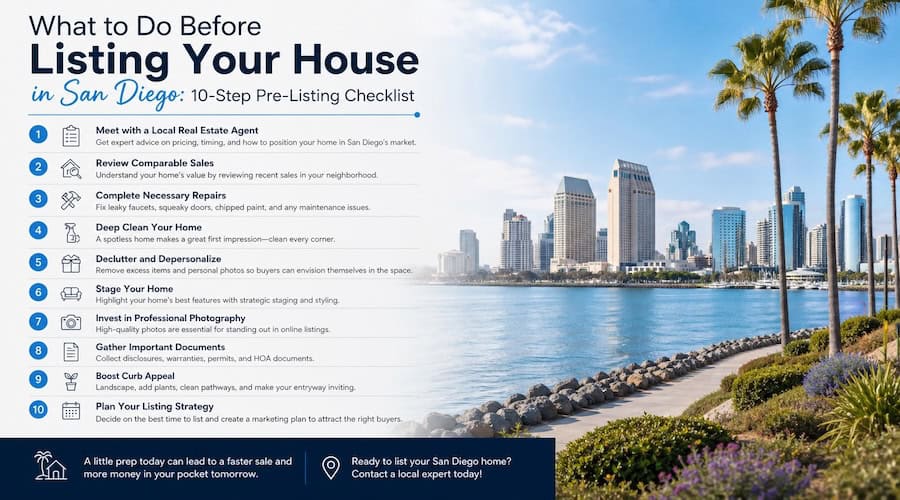 10 step prelisting checklist for selling home in san diego