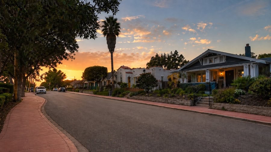 The sun sets in Burlingame in North Park