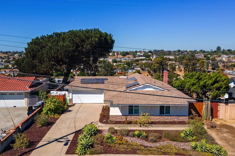 View of the House with Solar Panels in san diego