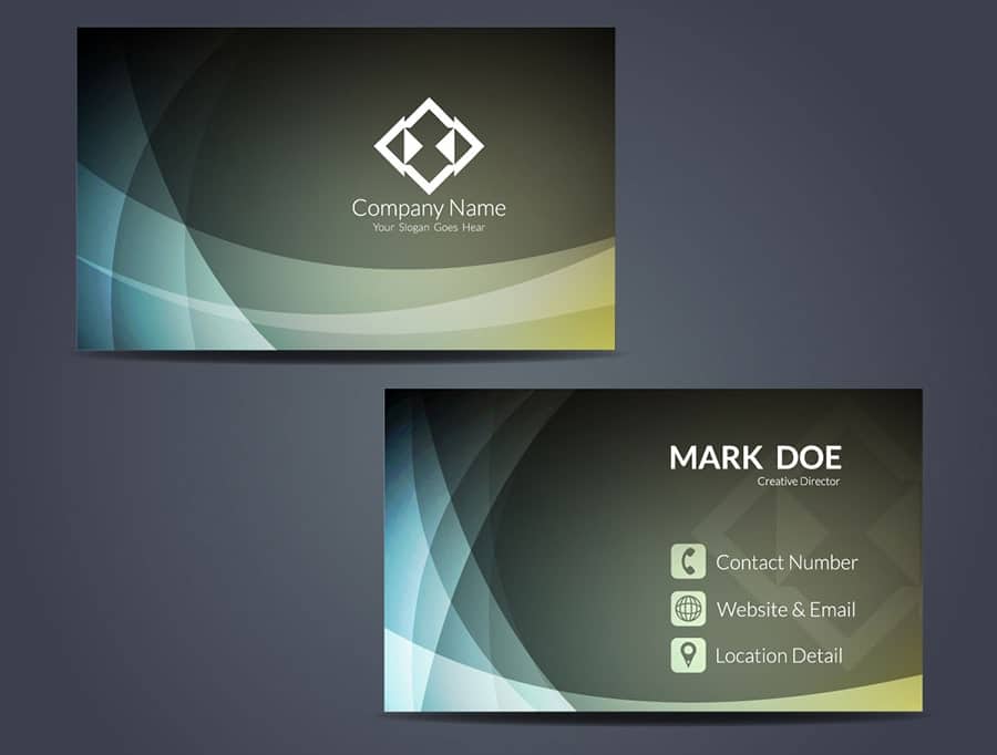 Modern corporate business card template with abstract geometric design, customizable for Swiss IT companies, featuring contact information and branding options for Kasa IT Solutions Schweiz.
