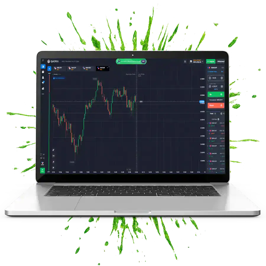 Trading process on laptop screen