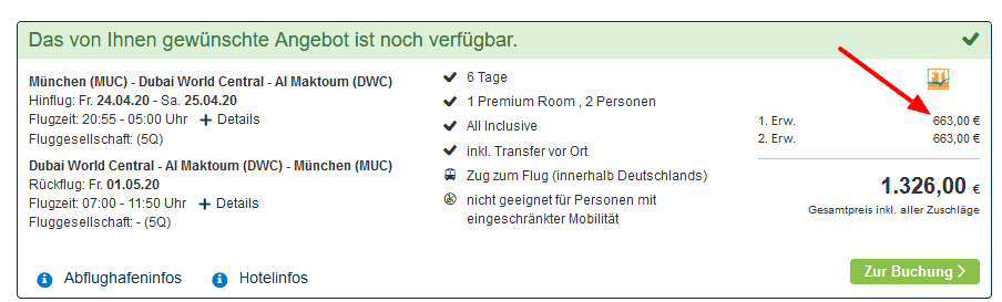 Reise Dubai All inclusive - Flug und Hotel 5 Stern ab 663€ 2 Screenshot Deal -Pauschalreise Dubai