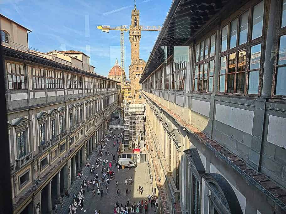 View from the windows of Uffizi Gallery to the Duomo and the Arnolfo Tower
