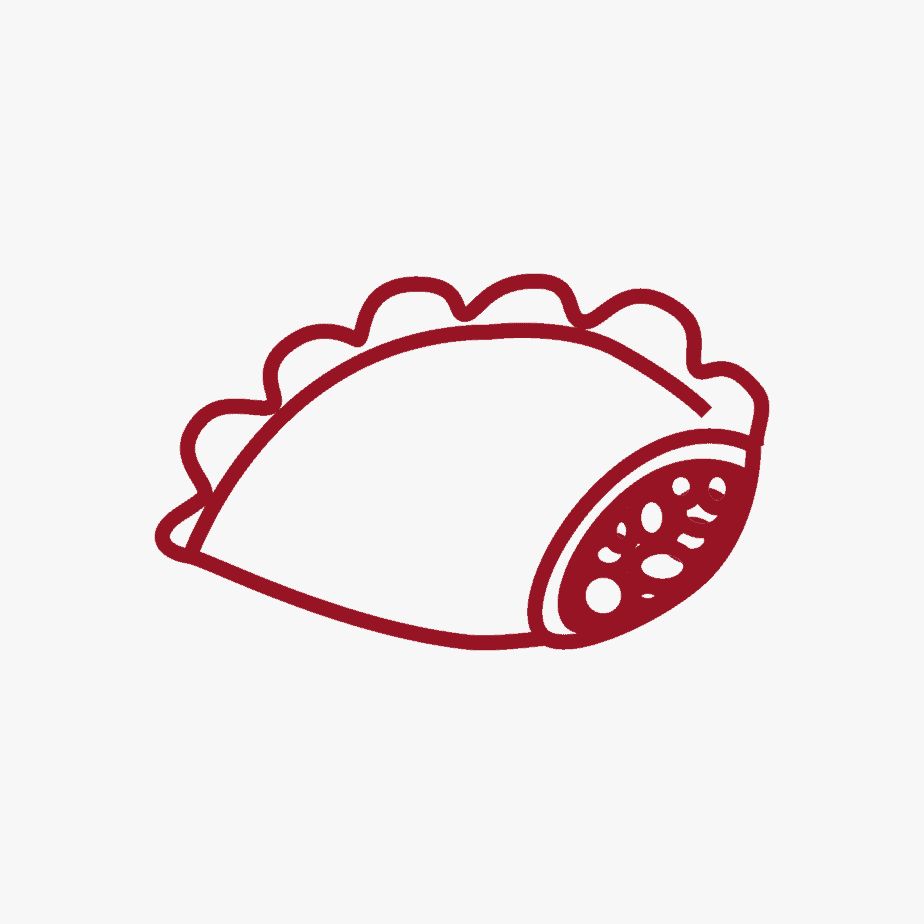 An icon of a taco on a white background from the Polish Breakfast Cookbook.