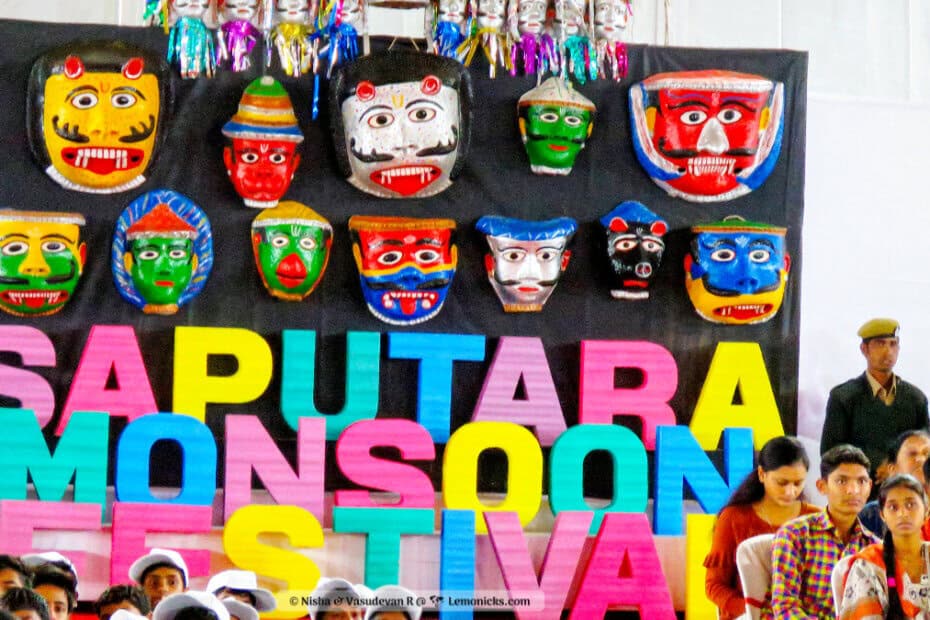 Saputara Monsoon Festival Gujarat Colorful Masks on the wall