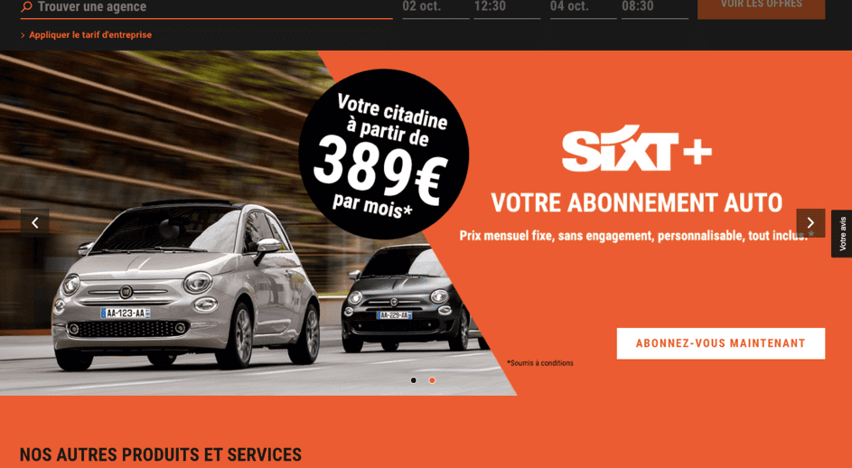 Sixt website home page