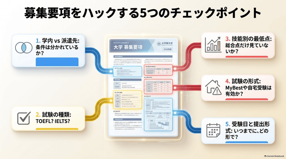 交換留学の募集要項で確認する5つの英語スコア条件