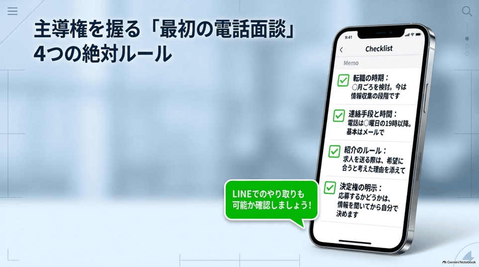 最初の電話面談で伝える転職時期・連絡方法・紹介条件・応募判断の4項目