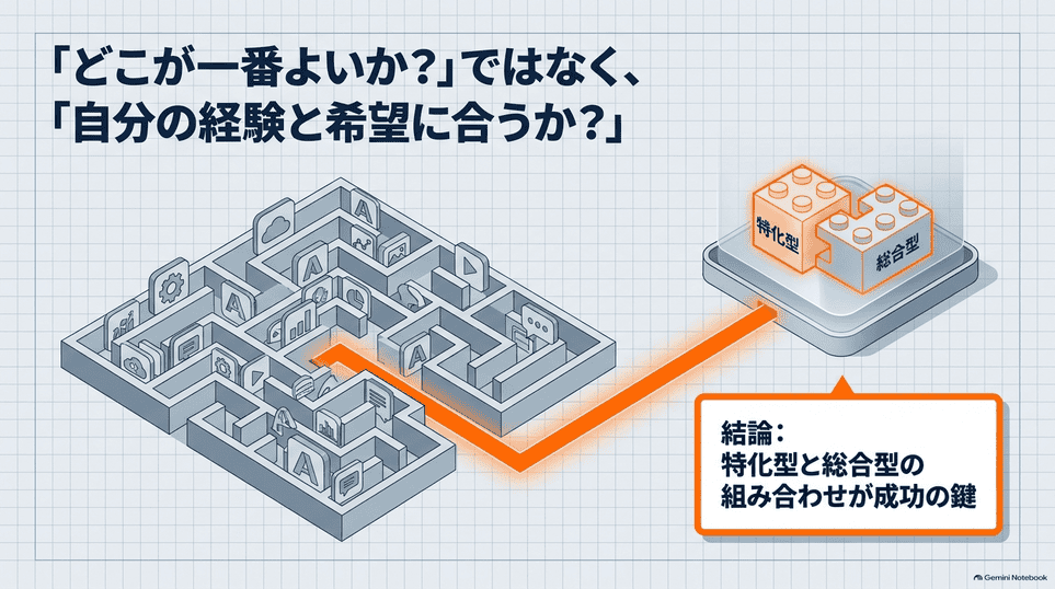 経験と希望に合わせて特化型と総合型を組み合わせる転職エージェントの選び方