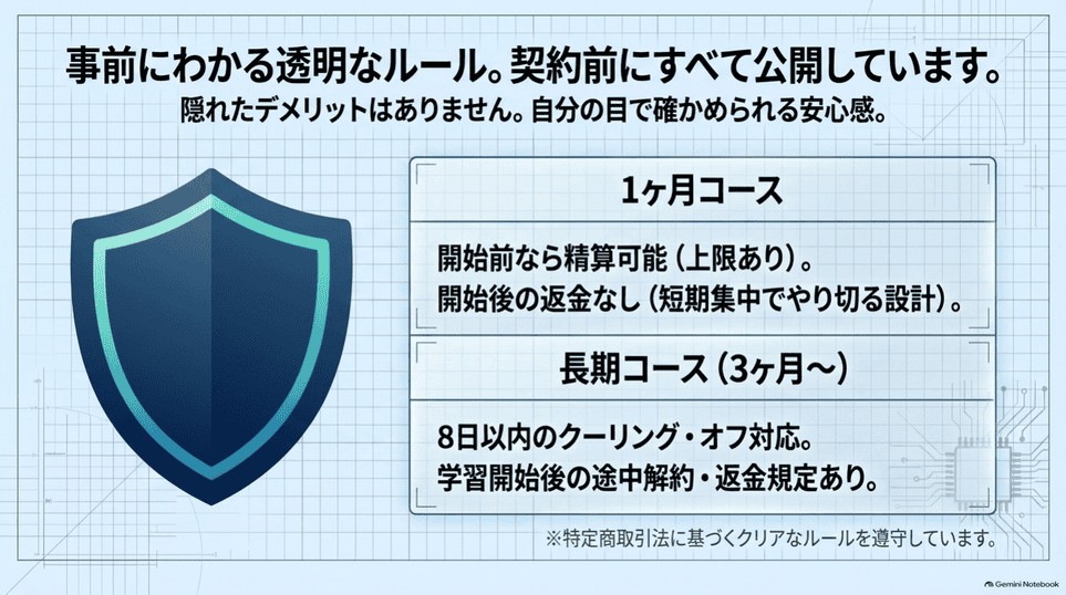 ReSparkの1ヶ月コースと長期コースの解約返金ルール